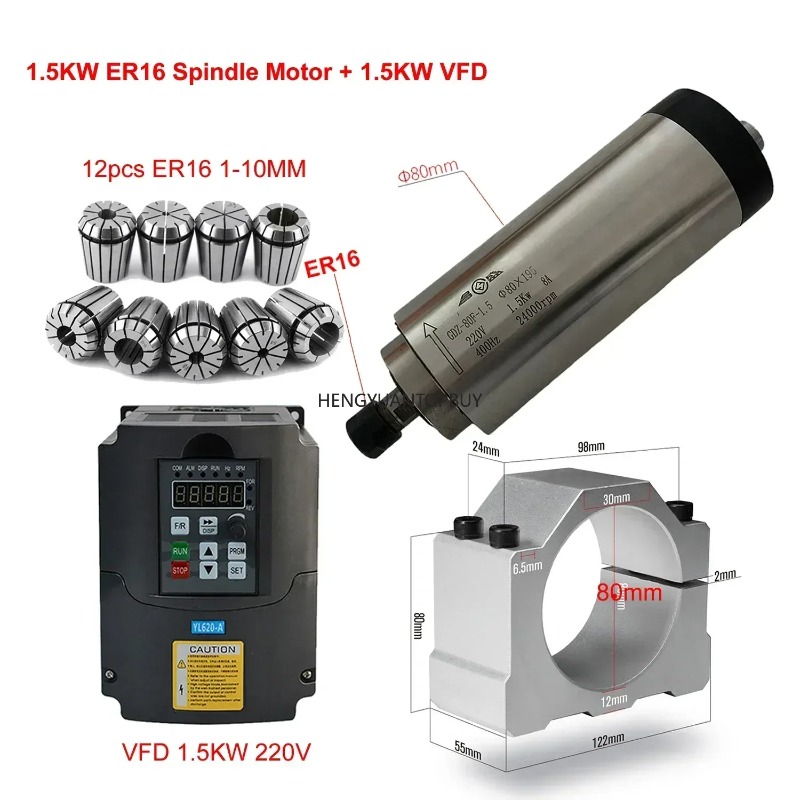 Air Cooled 800W 1500W 2200W Sp - Er20 Collet Chuck Spindle Motor 220V 评论和价格